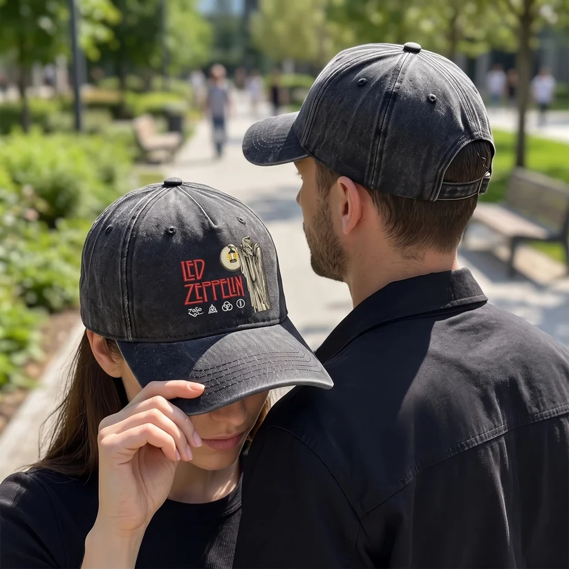 LZE Hermit Symbols Distressed Denim Cap