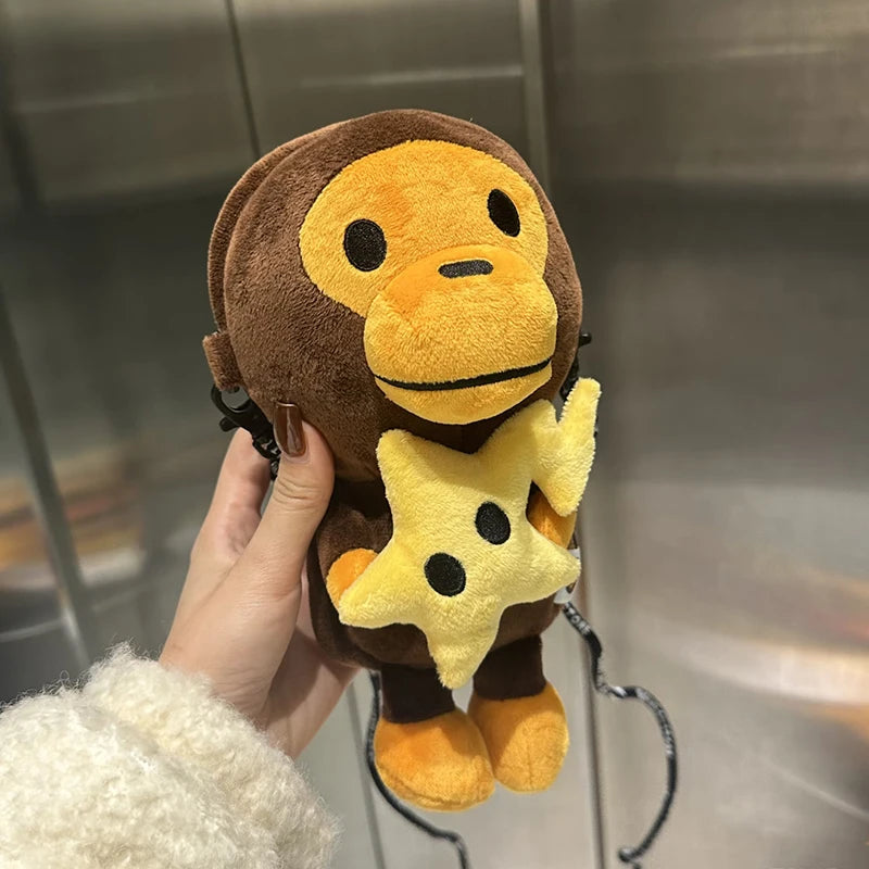 In Stock Cute Mobile Phone Shoulder Bag Plush  Monkey Milo With Donut Shark Style Crossbody  Adults Daily Holiday Gifts
