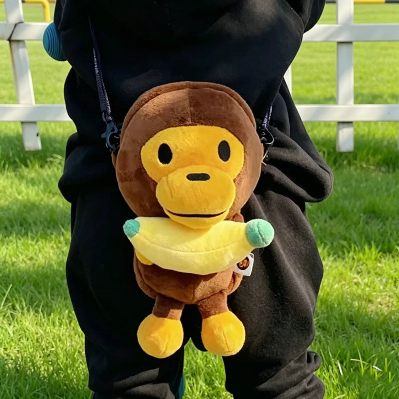 In Stock Cute Mobile Phone Shoulder Bag Plush  Monkey Milo With Donut Shark Style Crossbody  Adults Daily Holiday Gifts