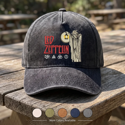 LZE Hermit Symbols Distressed Denim Cap