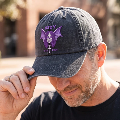 OZZ Bat Skull 1948 2025 Distressed Denim Cap