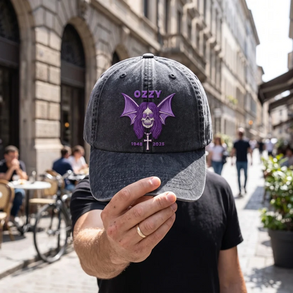 OZZ Bat Skull 1948 2025 Distressed Denim Cap